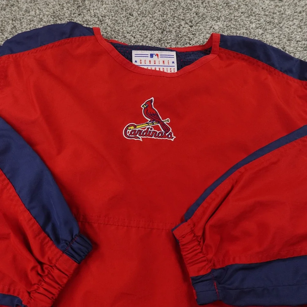 VTG‎ St Louis Cardinals Boys L 14-16 Puma Red Blue Baseball Jacket Pullover 90s